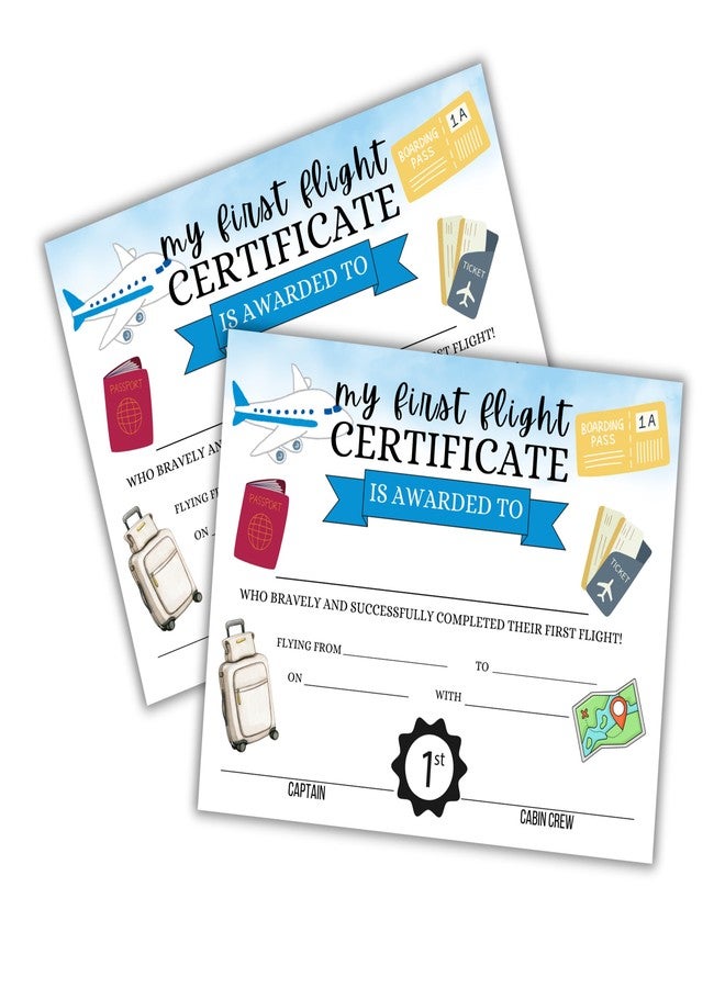 Lashicorn My First Flight Certificate 30pk 8.5x11” Kid’s Award Brave Flying Vacation Attendance Solo Pilot Achievement Aviation Journey Milestone for Parents - Image 1