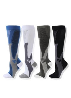 4 Pairs Compression Socks for Men Women 20-30mmhg Knee High Medical Support for Sports Nurses Circulation