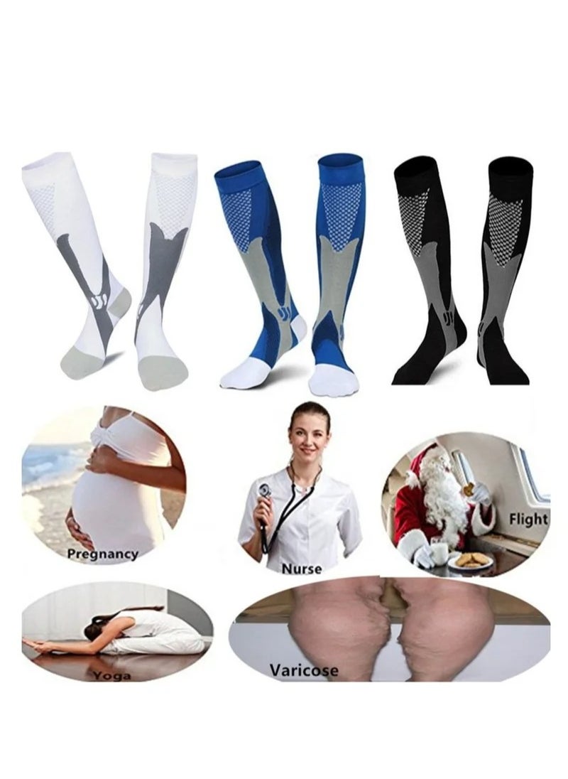 Generic - 4 Pairs Compression Socks for Men Women 20-30mmhg Knee High Medical Support for Sports Nurses Circulation - Image 1