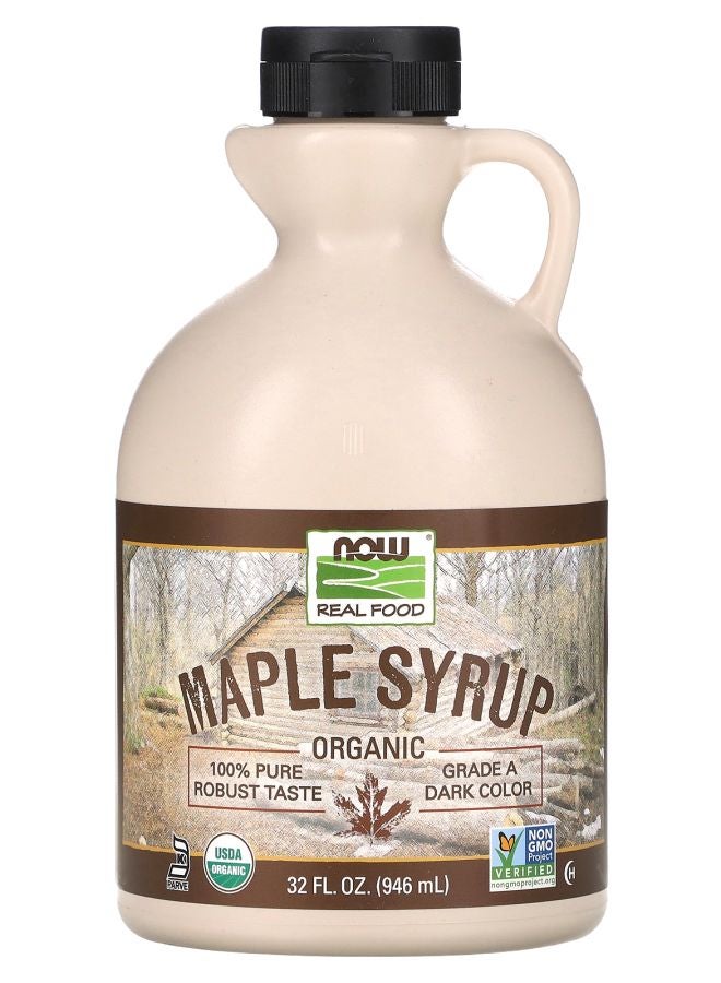 now Real Food Organic Maple Syrup Grade A Dark Color 32 fl oz (946 ml)