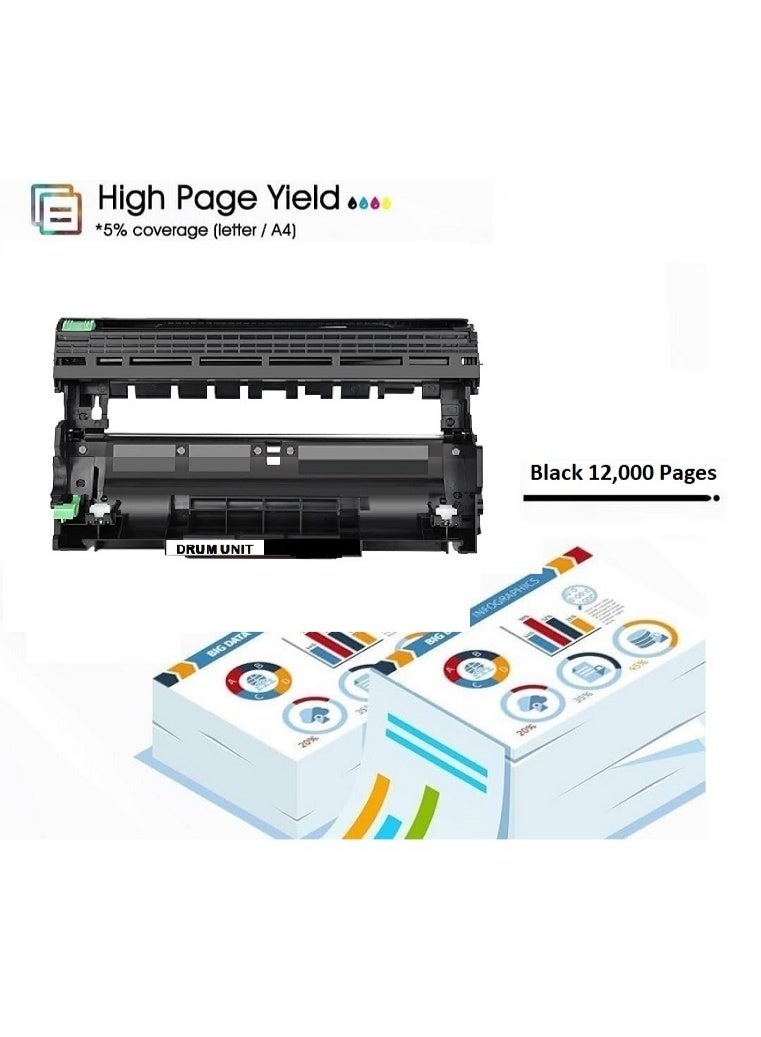 وحدة أسطوانة DR-2220 السوداء البديلة لطابعات Brother HL 2200، 2215، 2220، 2230، 2240، 2250، 2270، 2275، 2280 MFC 7360، 7470، 7860 DCP 7060D، 7065DN IntelliFax-2840، 2845، 2940 (أسود) - Image 4