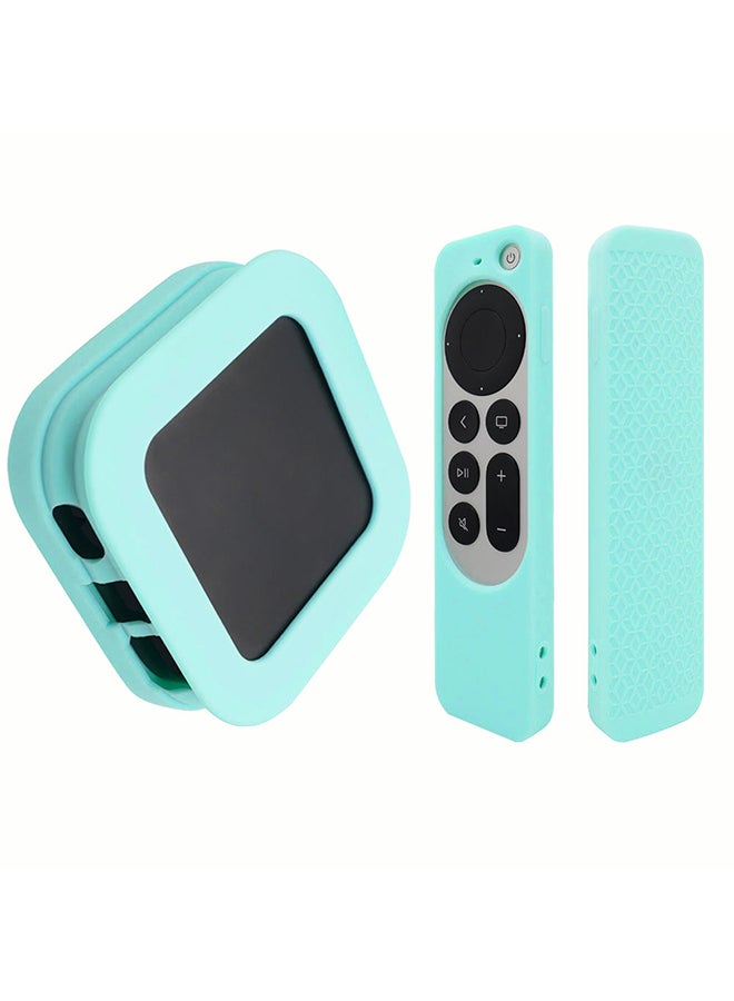 O Ozone Silicone Case for 2022 Apple TV 4K Wi-Fi TV Box Remote Cover, Foldable Soft Silicone Remote Sleeves with TV Box Case Skin -Cyan  - Image 1