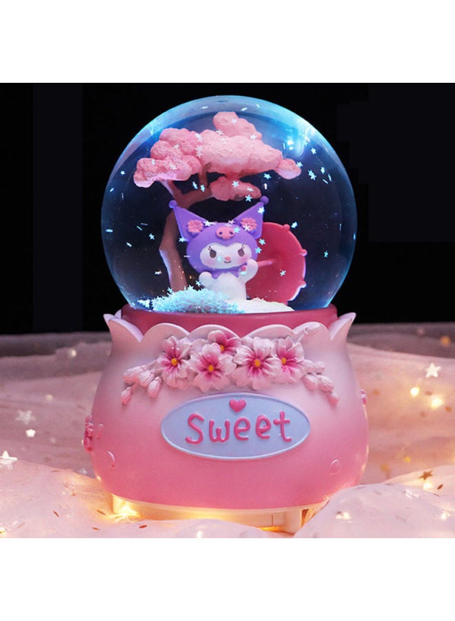 【shop】 Melody Crystal Ball Music Box Dream Rotating Luminous Lights Music Box Series Birthday Gift-Color:Sakura Kurome-Size:Medium Size 【music + Lanterns + Shaking Snow】 - Image 1