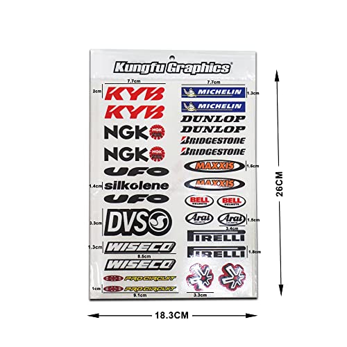 Kungfu Graphics KYB Sponsor Logo Racing Sticker Sheet Universal 72X 102 inch White - Image 1