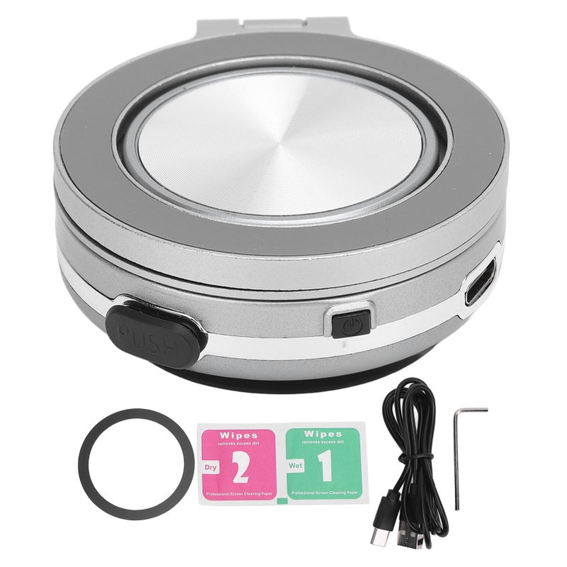 Magnet Phone Holder Vacuum Suction 360 Deg Rotation Portable for Dash Board Wall Desk Live Streaming Silver - Image 1