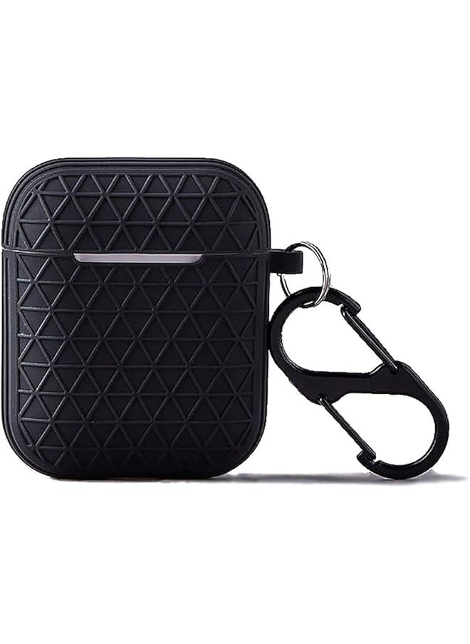 erorex - Flexible Silicone Case With Metal Hook Air Pods Charging Box Black - Image 1