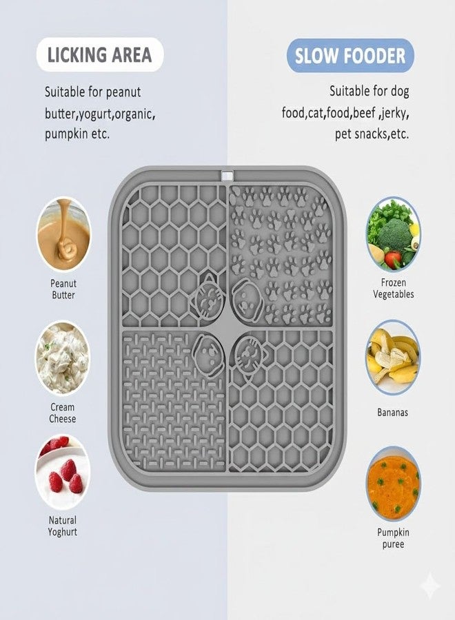 TRYV Pet Licking Mat Slow Feeder with Spatula & Cleaning Brush | Stress & Anxiety Relief | Boredom Reducer | Food-Grade Silicone IQ Treat Mat 20x20cm with Suction Cups | Puppy Dog Cat Feeding Toy - Image 2