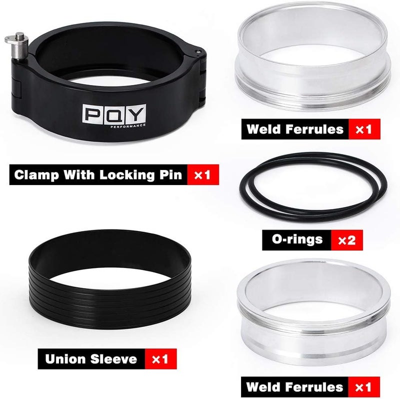 pqy 3 Inch Aluminum Quick Release V Band Clamp with Flange Intake Intercooler Pipe Clamp Throttle Union Sleeve - Image 2