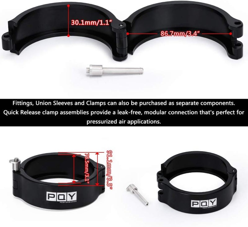pqy 3 Inch Aluminum Quick Release V Band Clamp with Flange Intake Intercooler Pipe Clamp Throttle Union Sleeve - Image 4