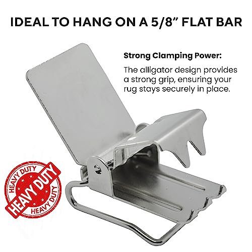ANDUSTRIAL - Large Wire-Back Alligator Rug Clips for Displaying Heavy and Thick Rugs On 5/8 Inch Flat Bars - Silver, 10 Clips - Image 3