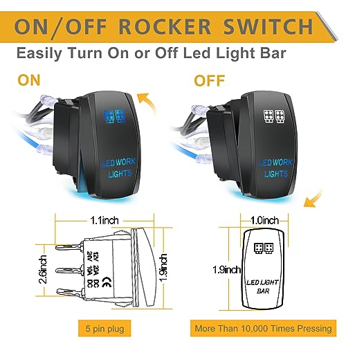 Rfroad Lighting Wiring Harness 2 Lead, Rfroad Lighting 12V Fog Lights Wiring Harness Kit for LED Light Bar Work Lights Driving Lights 40A Relay Fuse On/Off Rocker Switch Nylon Wire Harness for Truck UTV ATV Boat - Image 5