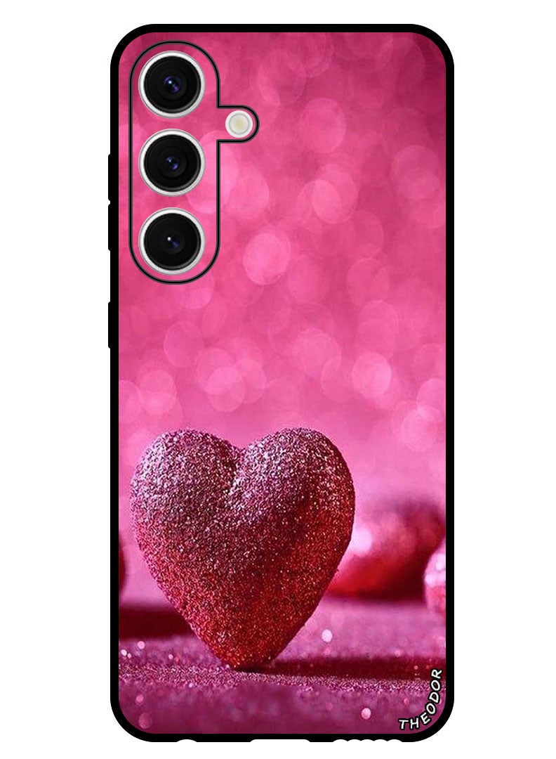 Theodor Protective Case Anti Scratch Shock Proof Bumper Cover For Samsung Galaxy S24 Plus Dark Pink Gliter Heart - Image 1