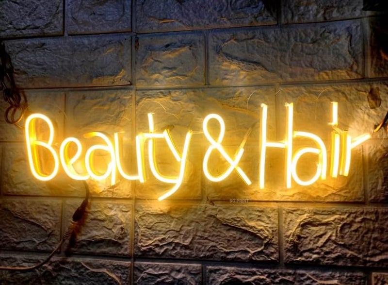 Wall Mitra Beauty Hair Neon Sign light Salon Hair Salon Sign Word LED Neon Light Sign for Barbers Beauty Salons Decor for Girls Room Bedroom18x6 warm white - Image 5