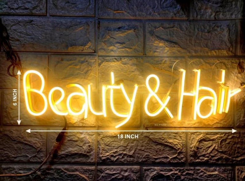 Wall Mitra Beauty Hair Neon Sign light Salon Hair Salon Sign Word LED Neon Light Sign for Barbers Beauty Salons Decor for Girls Room Bedroom18x6 warm white - Image 4