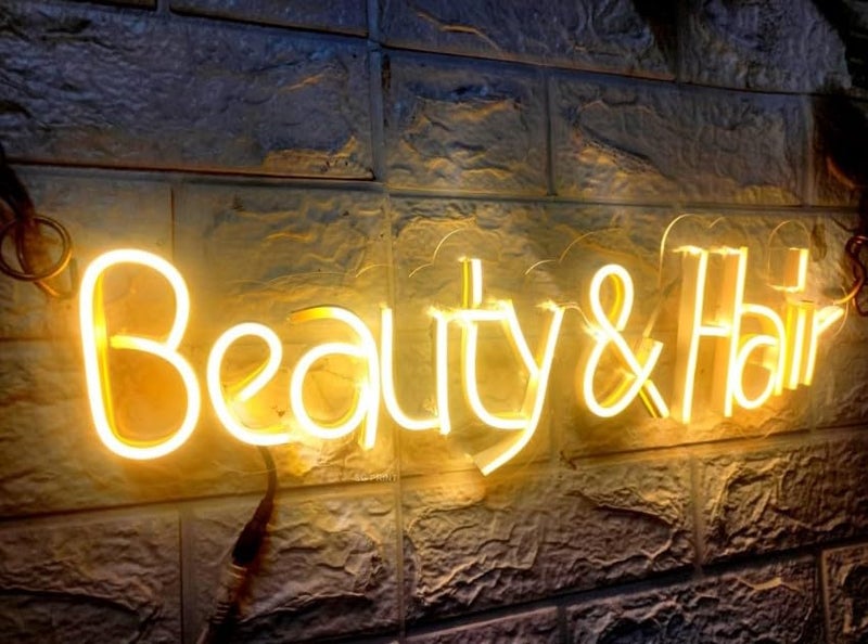 Wall Mitra Beauty Hair Neon Sign light Salon Hair Salon Sign Word LED Neon Light Sign for Barbers Beauty Salons Decor for Girls Room Bedroom18x6 warm white - Image 2