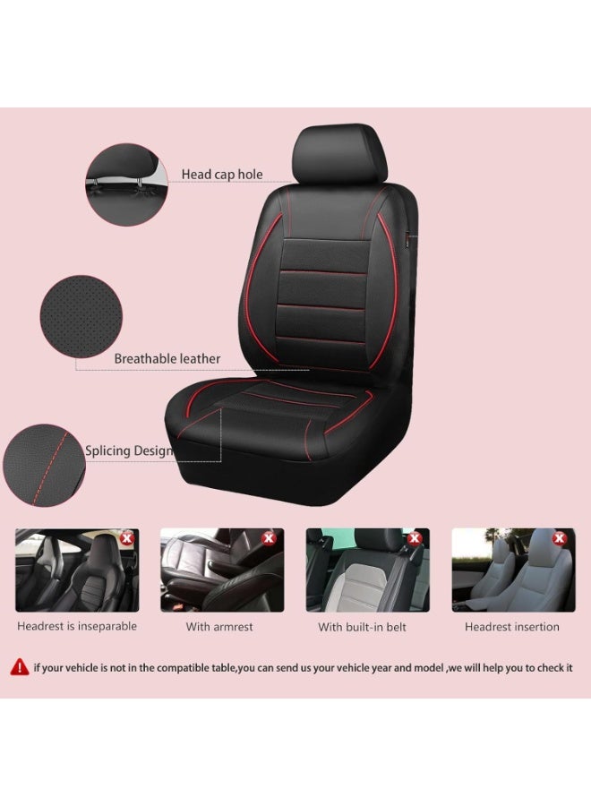 BUANIERT Universal FIT Piping Leather Car Seat Cover, for Sedan, Hatchback, suvs,Van,Trucks, Inside Zipper Design (Full Set, Black and Red) - Image 5