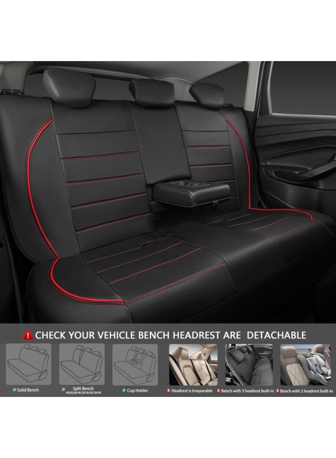 BUANIERT Universal FIT Piping Leather Car Seat Cover, for Sedan, Hatchback, suvs,Van,Trucks, Inside Zipper Design (Full Set, Black and Red) - Image 4