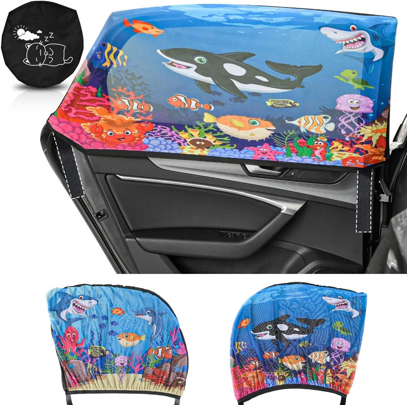 iZoeL Adjustable Car Sun Shade for Children - UV Protection with Shark Pattern - Image 1
