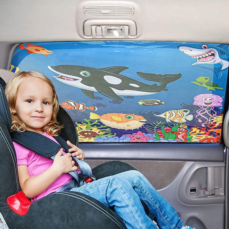 iZoeL Adjustable Car Sun Shade for Children - UV Protection with Shark Pattern - Image 4