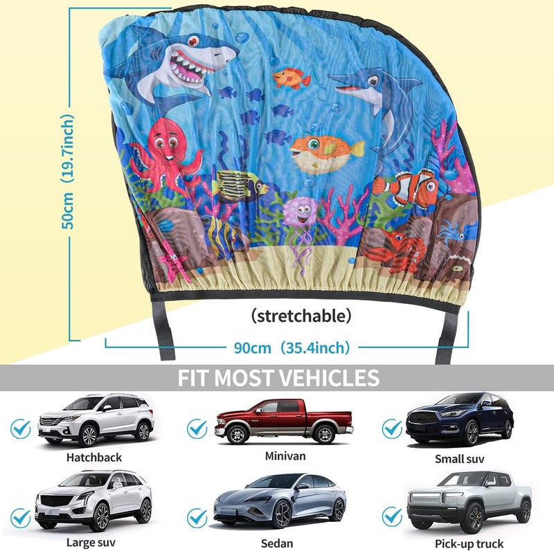 iZoeL Adjustable Car Sun Shade for Children - UV Protection with Shark Pattern - Image 2