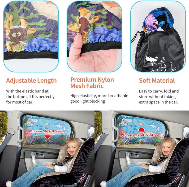 iZoeL Adjustable Car Sun Shade for Children - UV Protection with Shark Pattern - Image 5