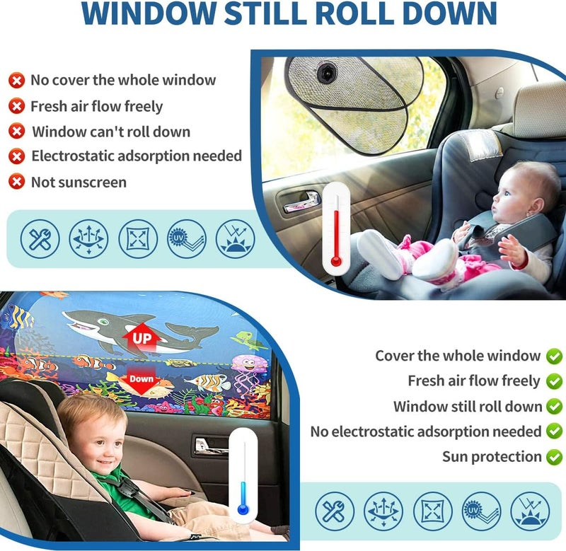 iZoeL Adjustable Car Sun Shade for Children - UV Protection with Shark Pattern - Image 3