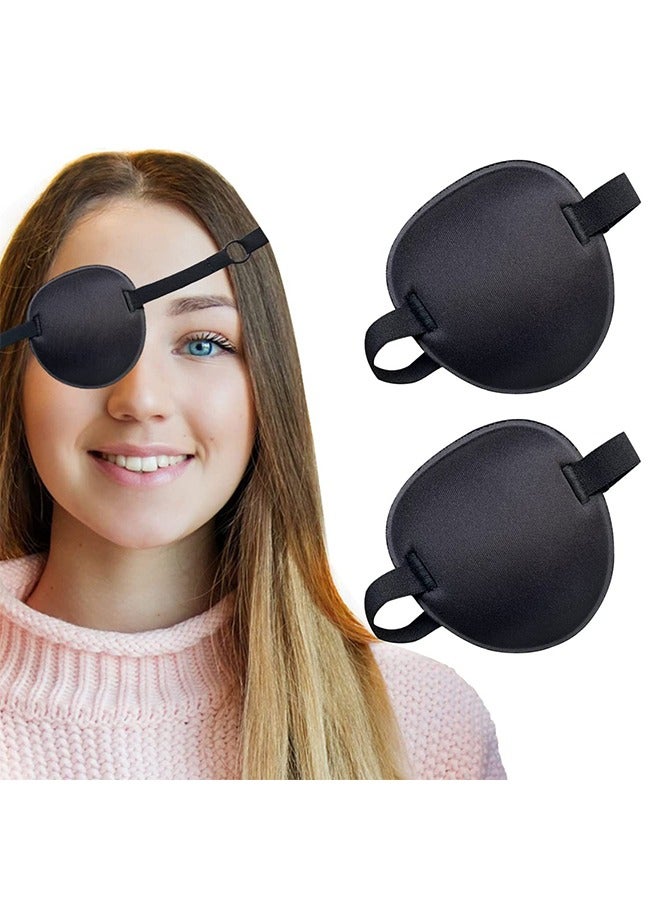 2 Piece Eye Patch, Adjustable Eye Patches, Medical Eye Patch, Amblyopia Lazy Eye Patches for Left or Right Eyes, Black - Image 1