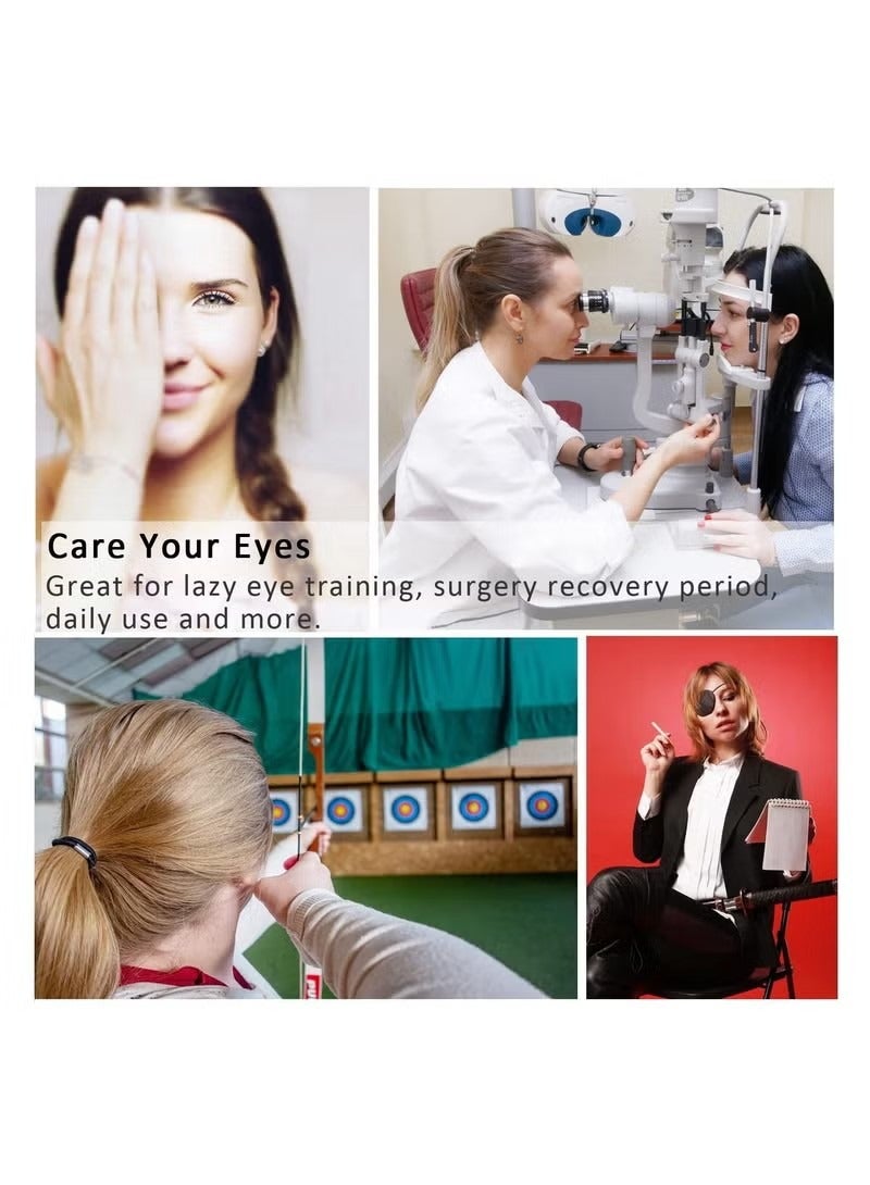 2 Piece Eye Patch, Adjustable Eye Patches, Medical Eye Patch, Amblyopia Lazy Eye Patches for Left or Right Eyes, Black - Image 3