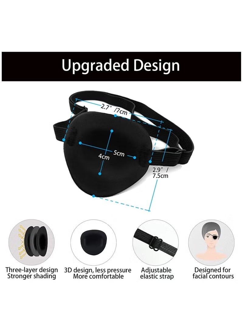 2 Piece Eye Patch, Adjustable Eye Patches, Medical Eye Patch, Amblyopia Lazy Eye Patches for Left or Right Eyes, Black - Image 2