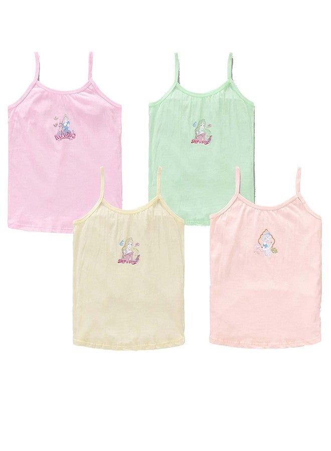 KEATY pure cotton camisole slips adjustable printed sleeveless sando unisex innerwear multicolor slips combo set for new baby girls pack of 4 (6 months-12 months, Light slips) - Image 2