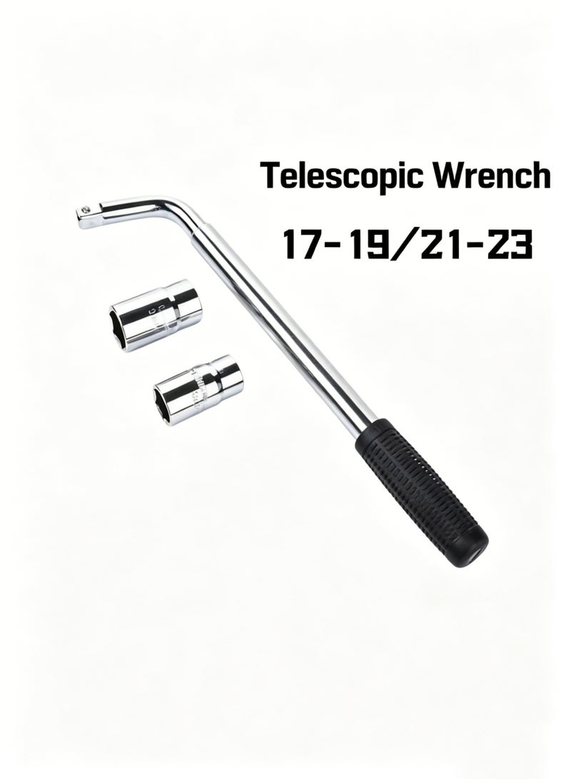 AETHER Telescoping Lug Wrench, Tire Iron Lug Nut Removal Tool 1/2 Drive with 17/19 and 21/23mm Sockets Storage Canvas Pouch for Car, Van, Truck - Image 1