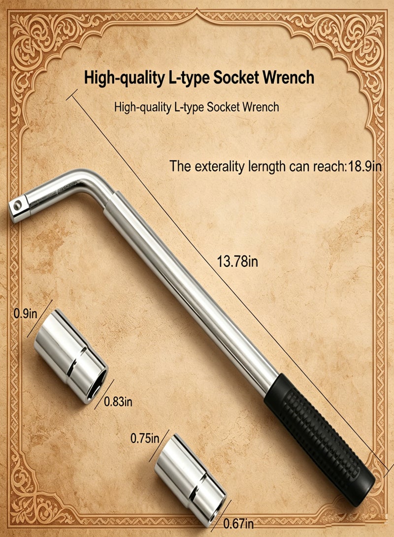 AETHER Telescoping Lug Wrench, Tire Iron Lug Nut Removal Tool 1/2 Drive with 17/19 and 21/23mm Sockets Storage Canvas Pouch for Car, Van, Truck - Image 5