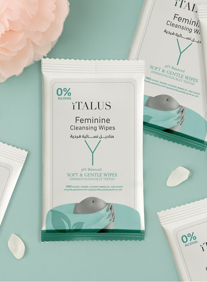 Italus Feminine Intimate Wipes – 10 Wet Wipes per Pack – pH Balanced, Gentle & Antibacterial for Daily Use - Image 1