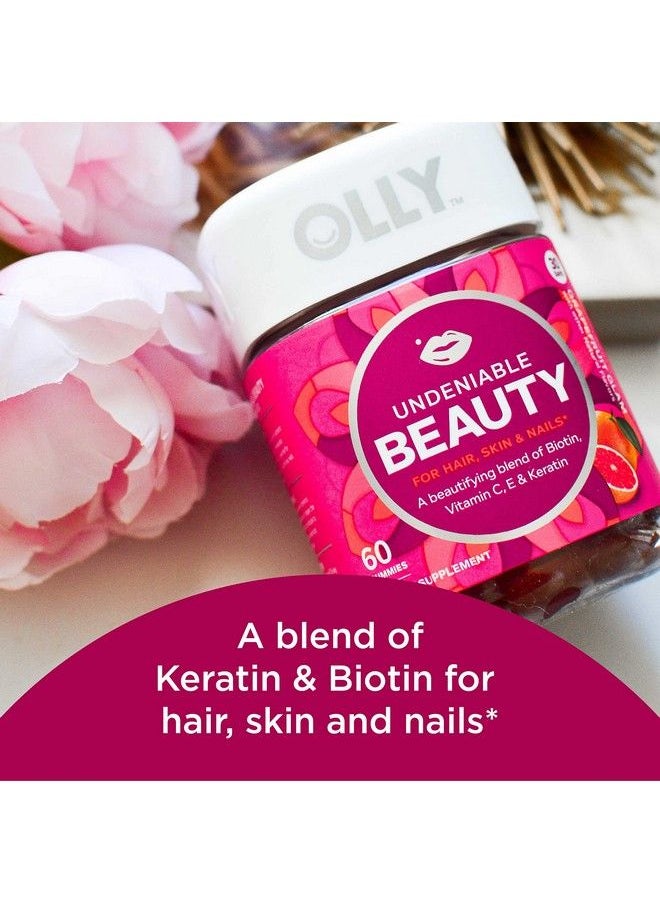 OLLY - Undeniable Beauty Gummy For Hair Skin Nails Biotin Vitamin C Keratin Chewable Supplement Grapefruit 30 Day Supply 120 Count - Image 1