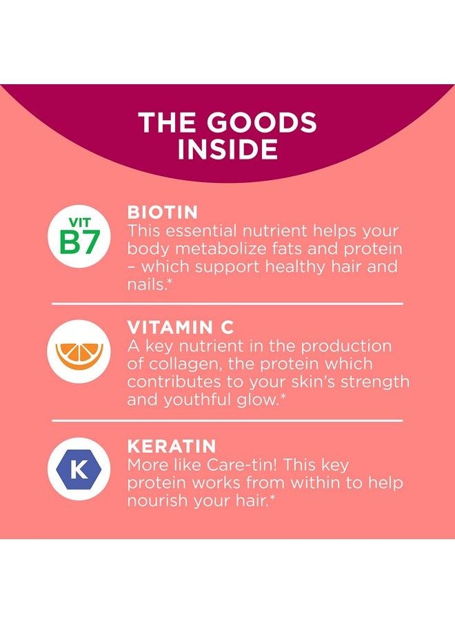 OLLY - Undeniable Beauty Gummy For Hair Skin Nails Biotin Vitamin C Keratin Chewable Supplement Grapefruit 30 Day Supply 120 Count - Image 1