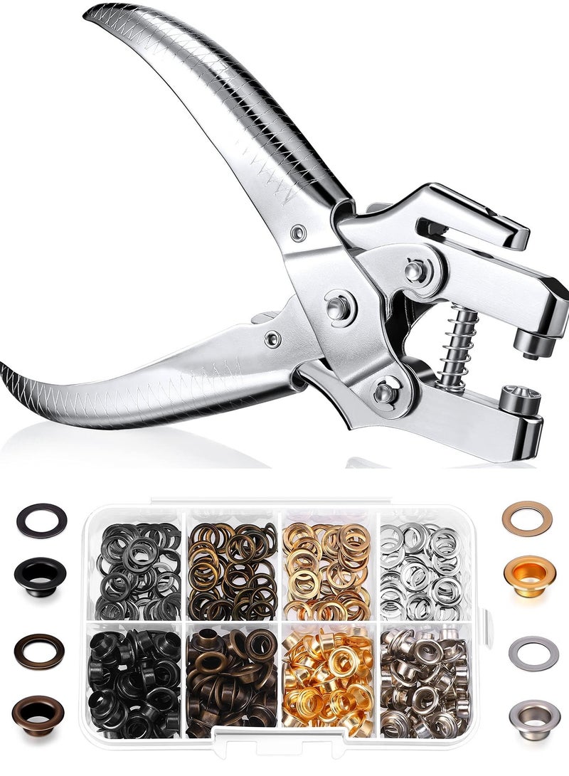3/16 Inch Grommet Tool Kit, Grommet Eyelet Plier Set, Eyelet Hole Punch Pliers Grommet Hand Press Pliers with 200 Pieces of Grommets Eyelets, Shoes Clothes Bags Craft Supplies  - Image 1