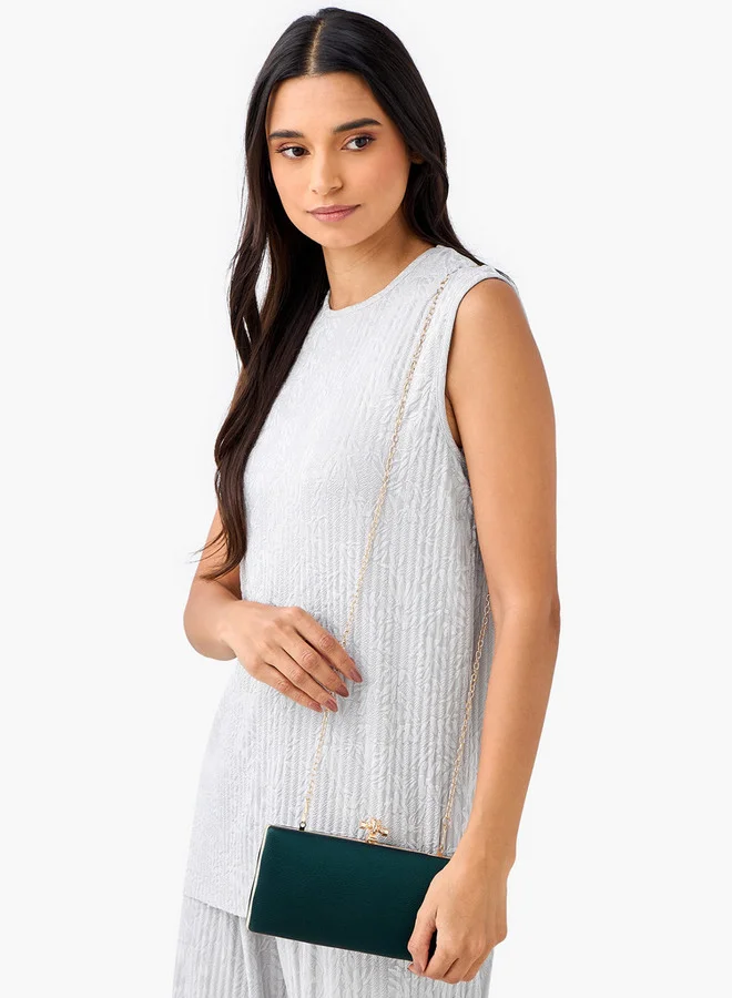 Flora Bella By Shoexpress Solid Clutch with Chain Strap