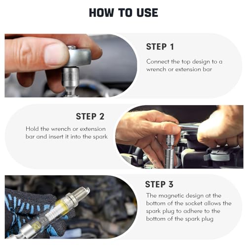 FLATRI 14mm&16mm Spark Plug Socket, 5/8 Spark Plug Socket Swivel for Maximum Flexibility, Thin Wall 12 Point Spark Plug Socket Set with Magnetic Design for Most Car Models - Image 5