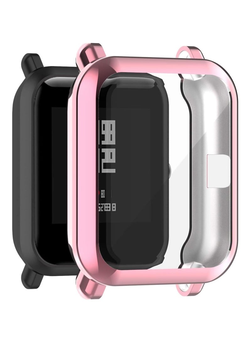ELMO3EZZ Case Compatible with Amazfit GTS 2 Mini/Bip U Pro/Bip S/Bip Lite Case All-Around Screen Protector Watch Soft TPU Shockproof Cover Slim Guard Thin Bumper Shell Protector (Pink)