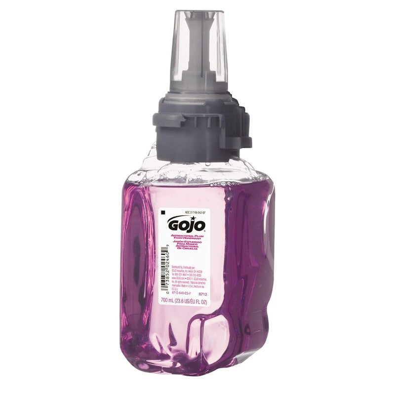 GOJO 871204 Antibacterial Foam Hand Wash Plum Scent 700mL Refill Case of 4