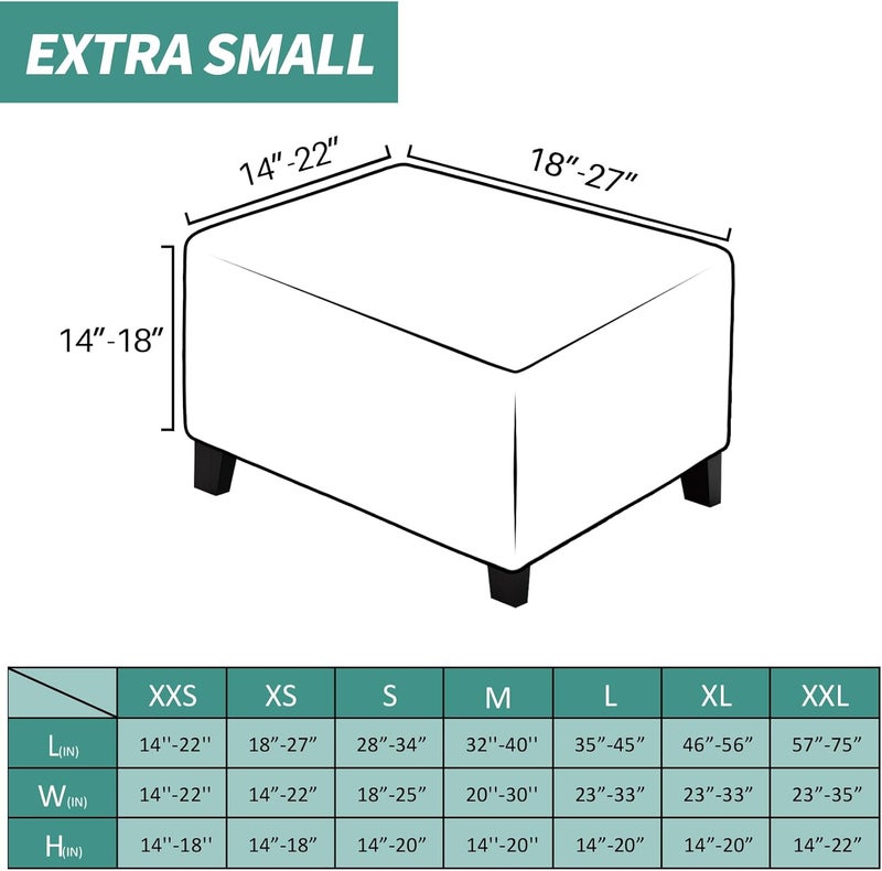 MAXIJIN Velvet Ottoman Cover Rectangular Stretch Square Ottoman Covers Slipcover Rectangle Washable Foot Stool Cover Thick Storage Protector with Elastic Bottom (Ottoman X-Small, Light Grey) - Image 3