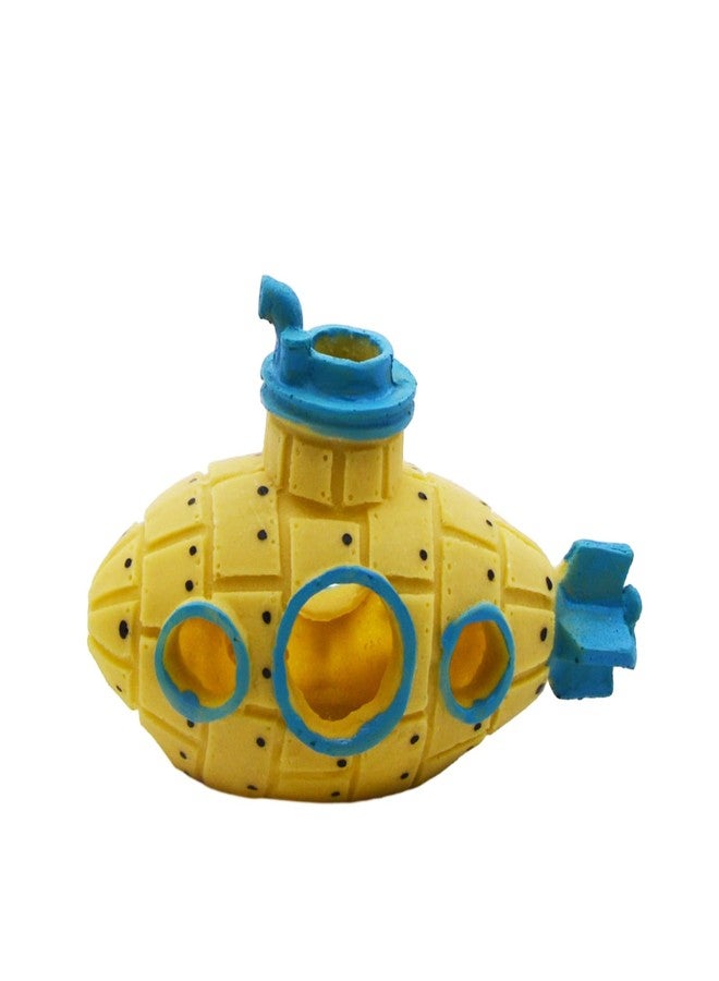 Saim Little Cute Retro Submarine Aquarium Decoration,Cave Landscaping Ornament for Shrimp Shelter Betta Cichlid Goldfish Hermit Crabs Fish Tanks Fish Toy - Yellow - Image 1
