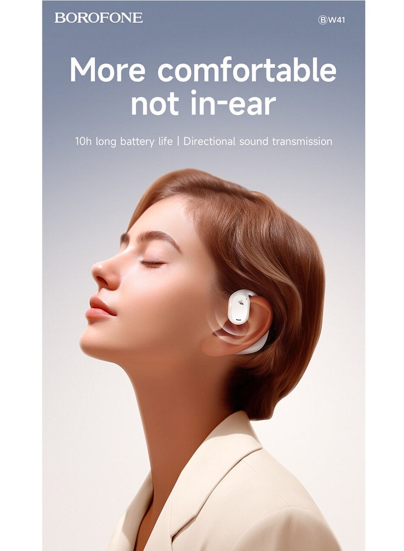 BOROFONE سماعات بلوتوث لاسلكية بوروفون BW41 بتقنية نقل الهواء مع ميكروفون لمسية ستيريو سماعة رياضية مع عرض رقمي LED وعمر بطارية طويل لجميع الهواتف الذكية [مدة الاستخدام 10 ساعات] (أبيض) - Image 5