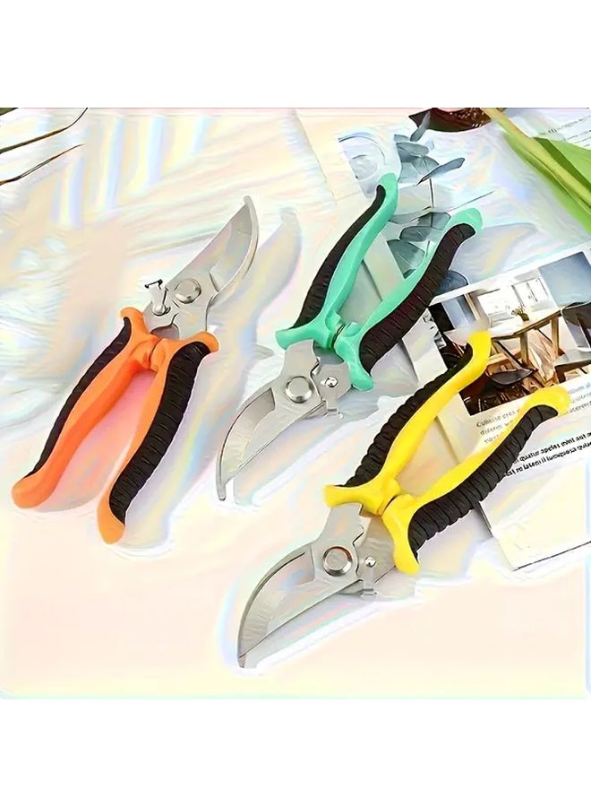 Random Color Ratchet Pruning Shears Stainless Steel Effort Saving Garden Tool - Image 1