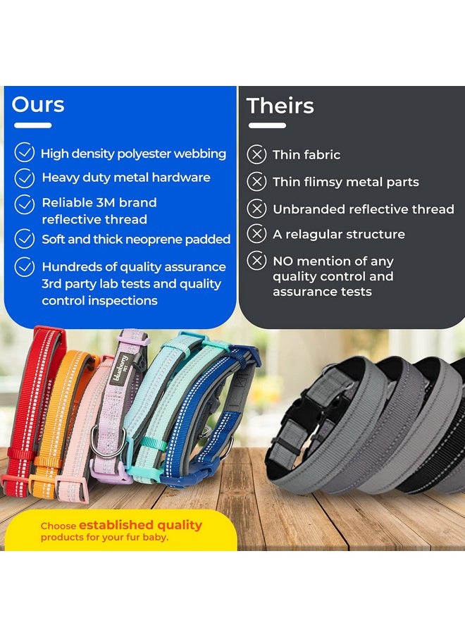 Blueberry Pet Blueberry Pet Soft & Safe 3M Reflective Neoprene Padded Adjustable Dog Collar - Red Pastel Color, Medium, Neck 14.5"-20"  - Image 2