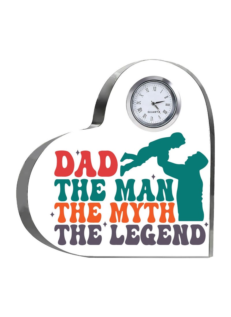 PRINTSHOP4ME - Fathers Day Special Unique Heart-Shaped Crystal Clock Gift - Thoughtful Presents for Dads - Gifts for Your Father - Dad's Day Gifts - Image 1