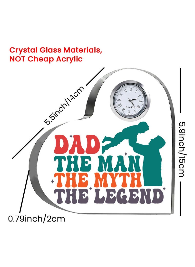 PRINTSHOP4ME - Fathers Day Special Unique Heart-Shaped Crystal Clock Gift - Thoughtful Presents for Dads - Gifts for Your Father - Dad's Day Gifts - Image 1