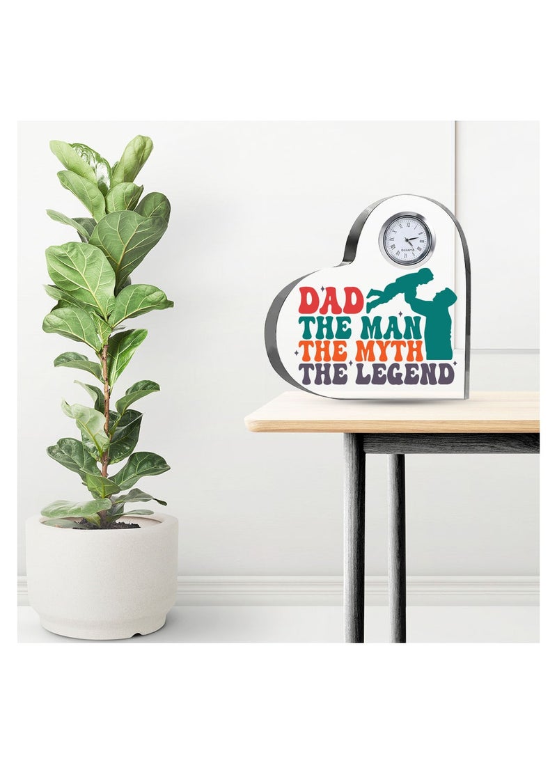 PRINTSHOP4ME - Fathers Day Special Unique Heart-Shaped Crystal Clock Gift - Thoughtful Presents for Dads - Gifts for Your Father - Dad's Day Gifts - Image 1