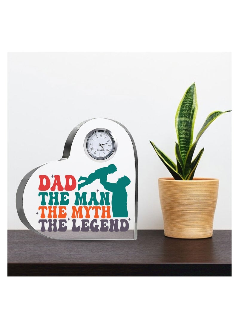PRINTSHOP4ME - Fathers Day Special Unique Heart-Shaped Crystal Clock Gift - Thoughtful Presents for Dads - Gifts for Your Father - Dad's Day Gifts - Image 1