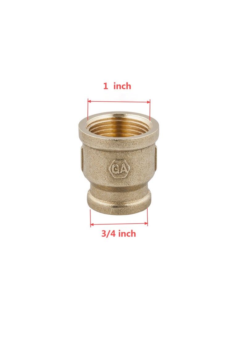 GA  4 Pcs set,  Brass  Female Reduce Socket 1/4 inch*3/4 inch To1inch*3/4inch  Brass Plumbing Fittings Set, High-Purity Copper Alloy, BSPT Thread Standard, - Image 2